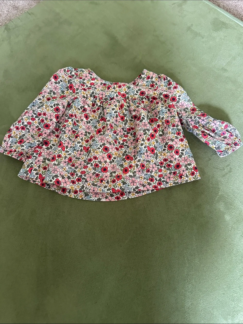 GAP Pink Floral Long-Sleeve Peasant Blouse